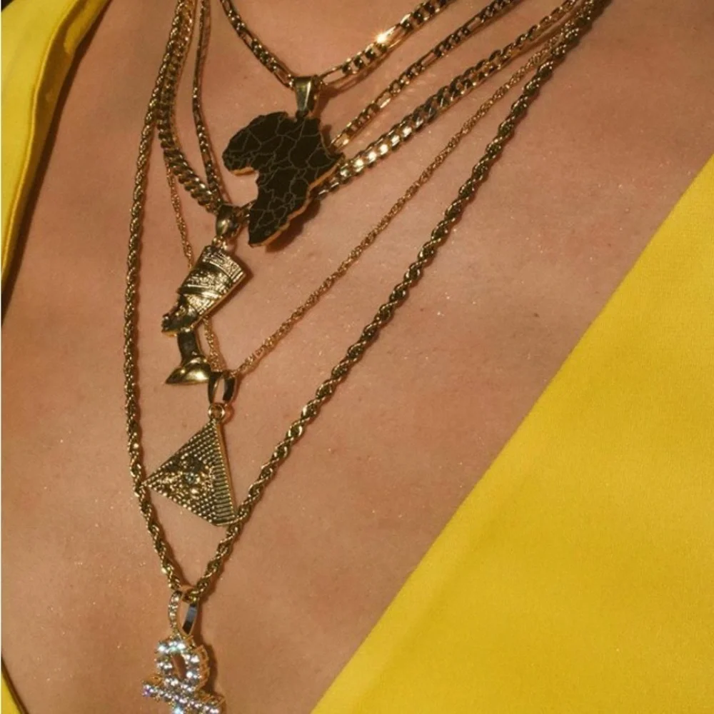 Africa  Layered Necklace 4 piece Set 18inch , 20inch , 24inch